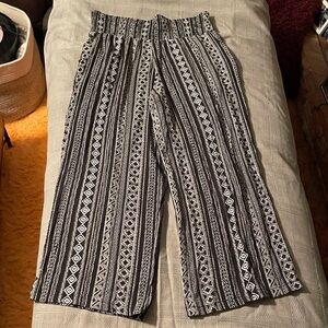 No Boundaries Black and White Geometric Pants